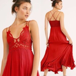 Free People Red Lace Maxi Dress